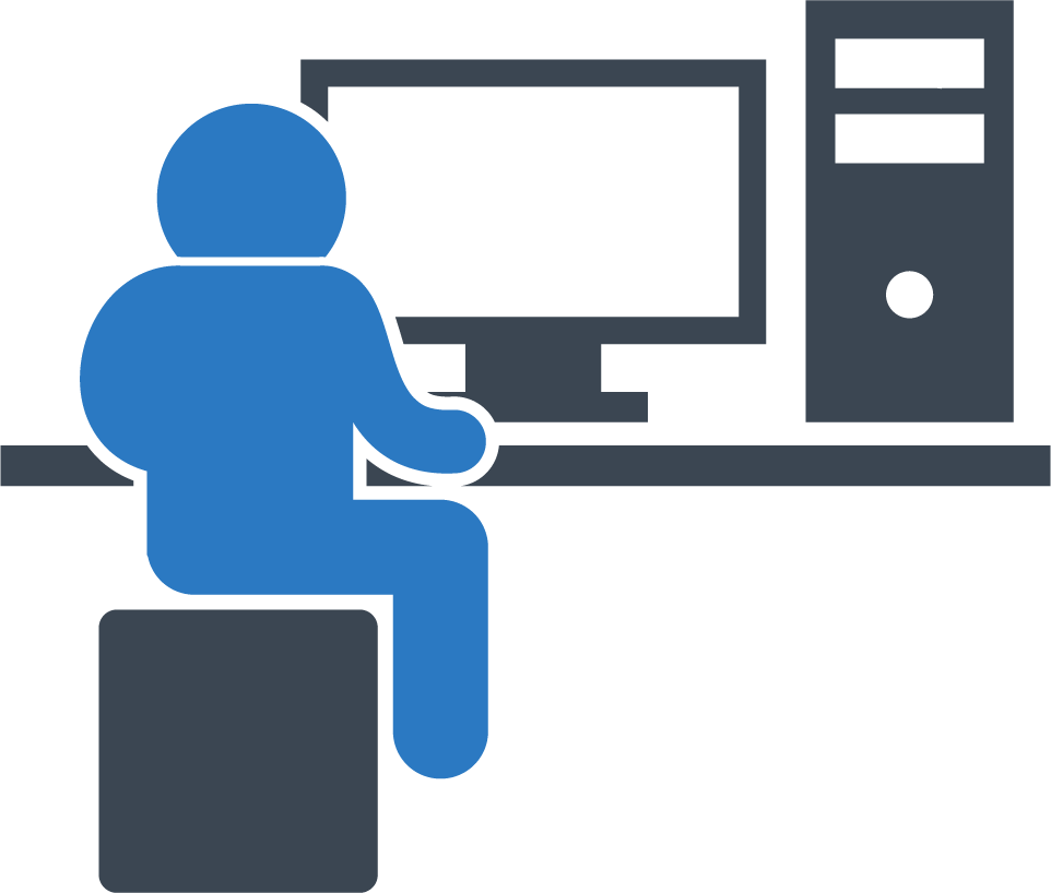 Graphic of a person using a computer to go on social media